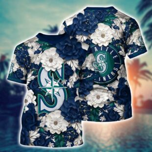 MLB Seattle Mariners Flower Tropical All Over Print T-Shirt