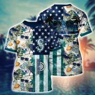 MLB Seattle Mariners Tropical Triumph Threads All Over Print T-Shirt