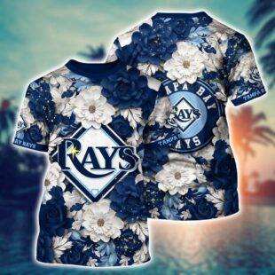 MLB Tampa Bay Rays All Over Print T-Shirt Flower Tropical For Sports Enthusiasts