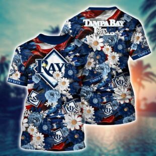 MLB Tampa Bay Rays All Over Print T-Shirt Tropical Tranquility Bloom For Fans Sports
