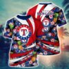 MLB Texas Rangers All Over Print T-Shirt Athletic Aura For Fans Baseball