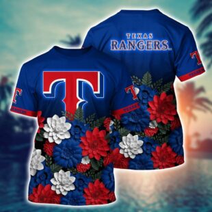 MLB Texas Rangers All Over Print T-Shirt Floral Vibes For Fans Sports