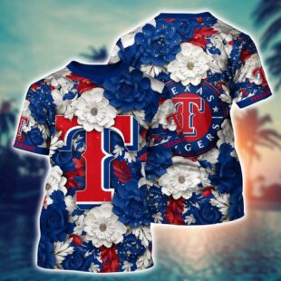 MLB Texas Rangers All Over Print T-Shirt Flower Tropical For Sports Enthusiasts