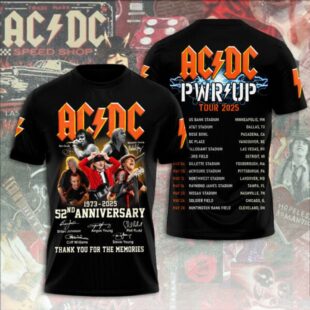 AC DC Pwr Up Tour 2025 1973 2025 52nd Anniversary 3D T-Shirt
