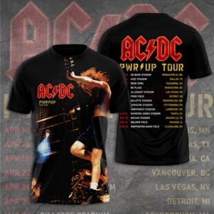 AC DC Pwr Up Tour 2025 Music Pattern 3D T-Shirt
