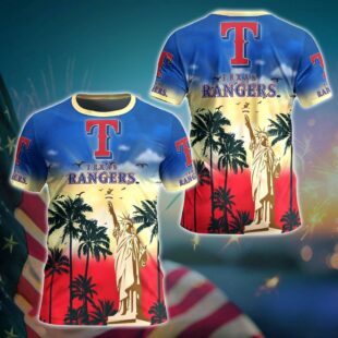 MLB Texas Rangers All Over Print T-Shirt Tropical Elegance For Fans Sports