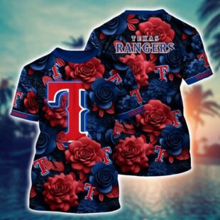 MLB Texas Rangers All Over Print T-Shirt Tropical Trends For Fans Sports