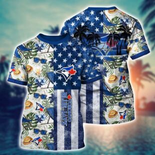 MLB Toronto Blue Jays All Over Print T-Shirt Tropical Triumph Threads For Fans Sports