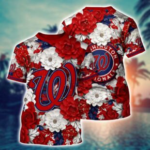MLB Washington Nationals All Over Print T-Shirt Flower Tropical For Sports Enthusiasts