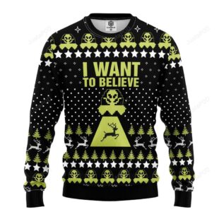 Alien I Want To Believe Ugly Christmas Sweater