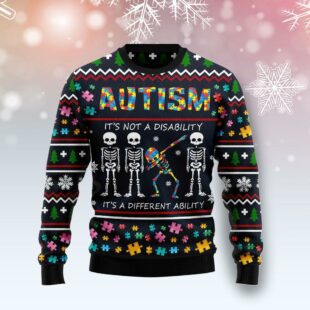 Autism It's Not A Disability Its A Different Ability Ugly Christmas Sweater