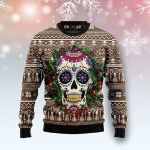 Awesome Sugar Skull Calavera Ugly Christmas Sweater