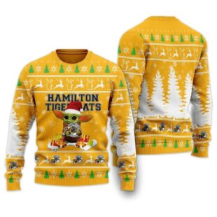 Baby Yoda Hamilton Tiger-Cats Ugly Christmas Sweater