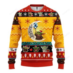 Baby Yoda I Love You To The Moon And Back Ugly Christmas Sweater
