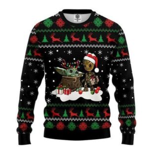 Baby Yoda Meet Baby Groot Ugly Christmas Sweater