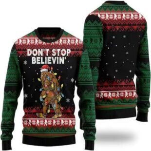 BigFoot Don't Stop Believin' Ugly Christmas Sweater